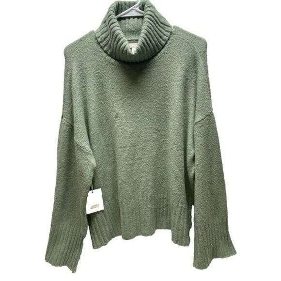 Lauren Conrad Women's Drop Shoulder Turtleneck Sweater Large Sage Green $50 NWT - Picture 1 of 13